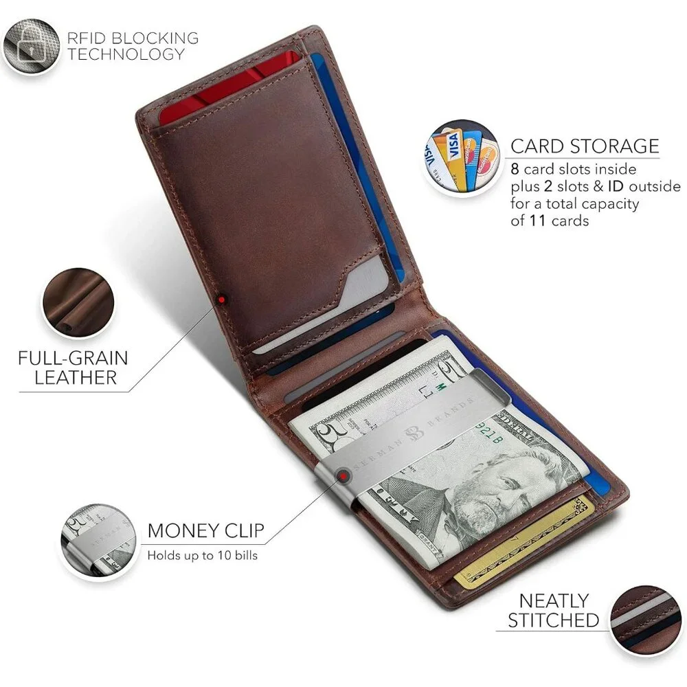 Mens Wallets slim Front Pocket RFID Blocking Card Holder Minimalist Mini